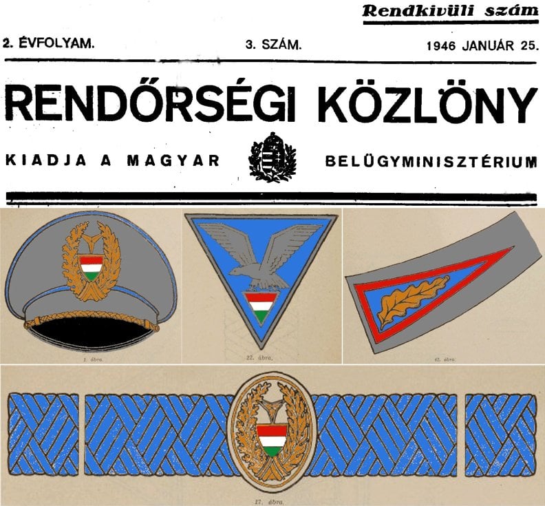 276.455/1945. IV.-12. B. M. sz. rendelet – A Magyar Államrendőrség egyenruházati és felszerelési szabályzata